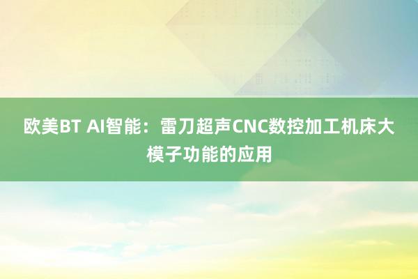 欧美BT AI智能：雷刀超声CNC数控加工机床大模子功能的应用