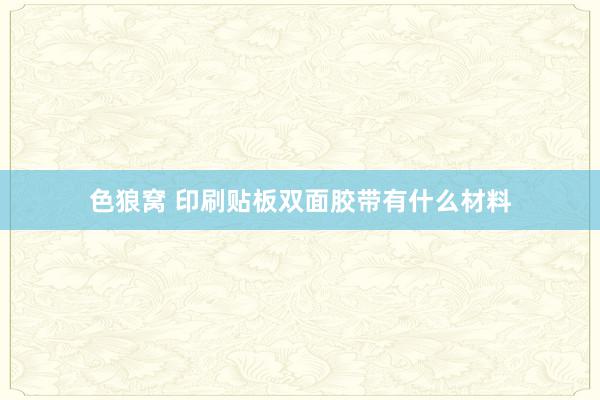色狼窝 印刷贴板双面胶带有什么材料