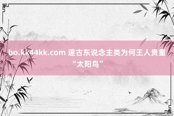 bo.kk44kk.com 邃古东说念主类为何王人贵重“太阳鸟”