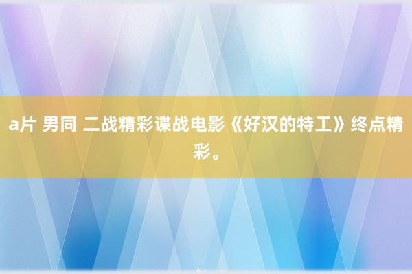 a片 男同 二战精彩谍战电影《好汉的特工》终点精彩。